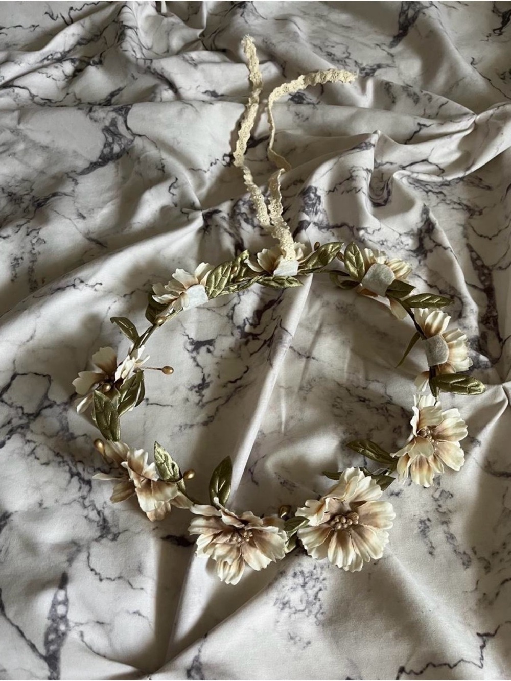 beige + cream floral hair wreath / flower crown